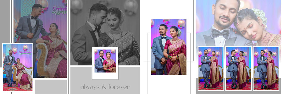 12x36 album PSD template for Marathi wedding with clean photo-focused layout