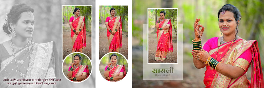 Indian wedding album design 12x36 PSD inspired by Maharashtrian traditions