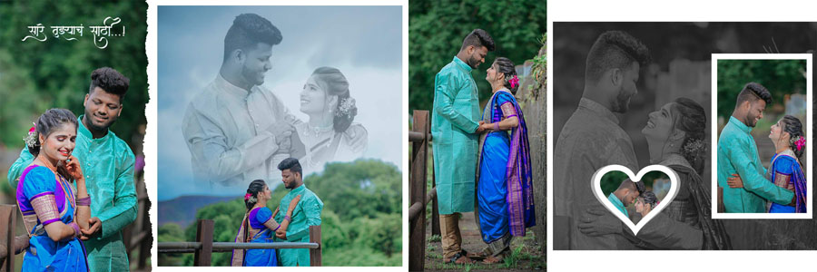 Marathi wedding album design PSD with elegant and clean photo layout