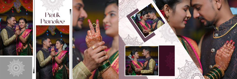 Creative Marathi wedding album PSD template in 12x36 size for professional photographers