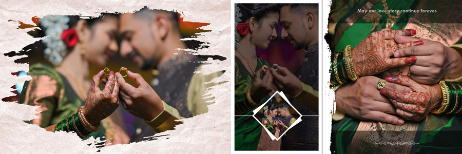 Maharashtrian wedding album design PSD with modern photo layout in 12x36 format