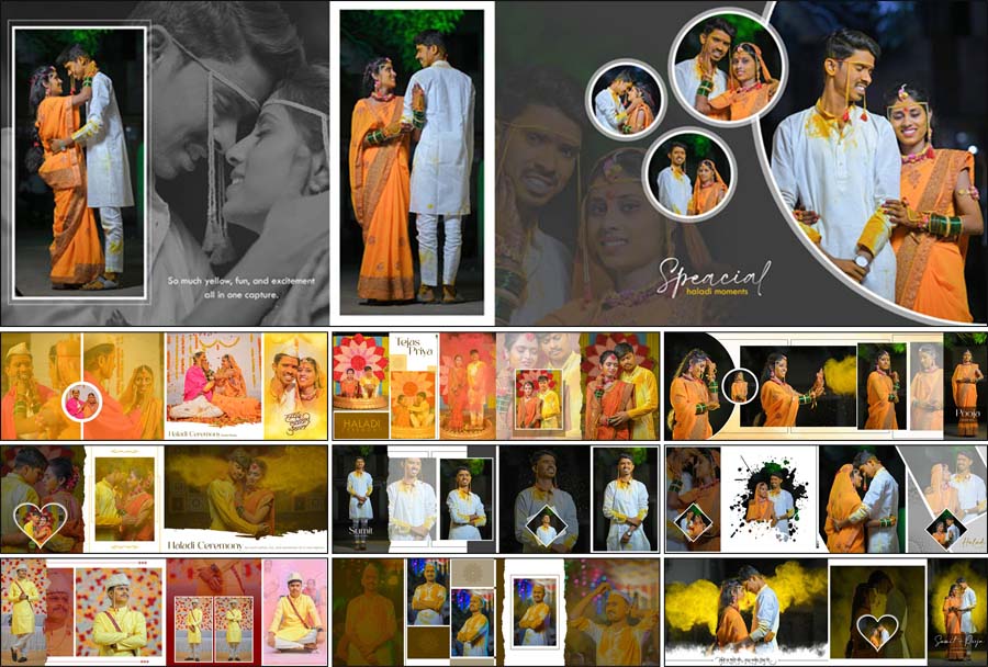 Creative Haldi Album Design 12x36 PSD Templates