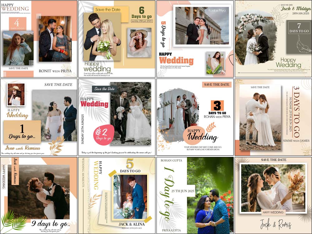 25 Wedding Save The Date Instagram Post PSD Templates 1080×1080