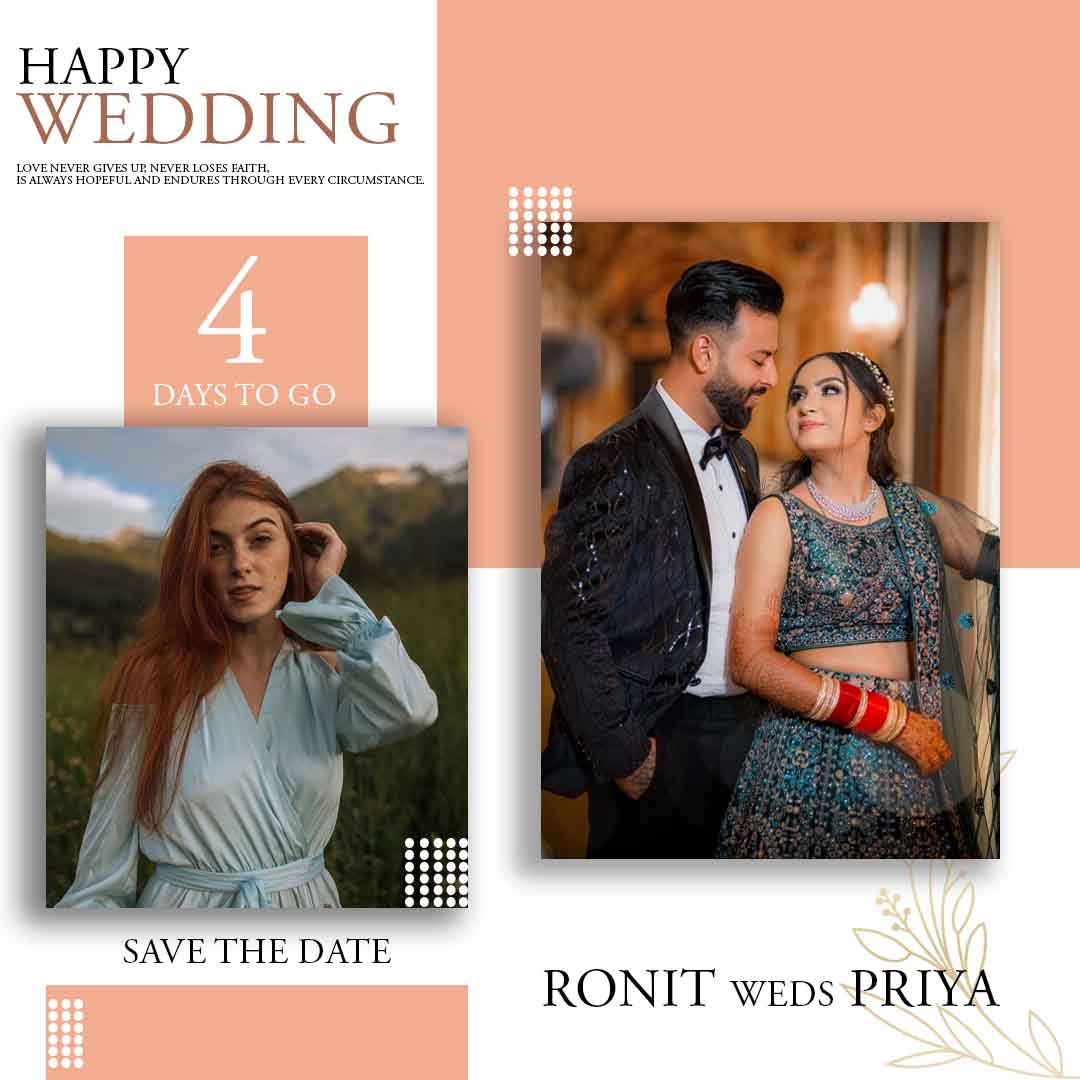 Wedding save the date Instagram post PSD template 1080x1080 elegant design