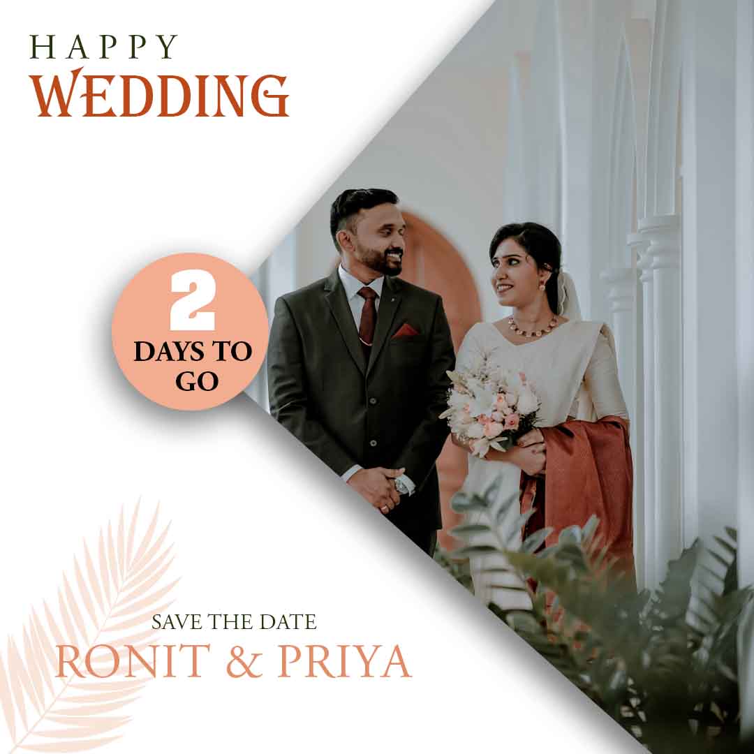 Editable save the date wedding Instagram PSD template 1080x1080 design
