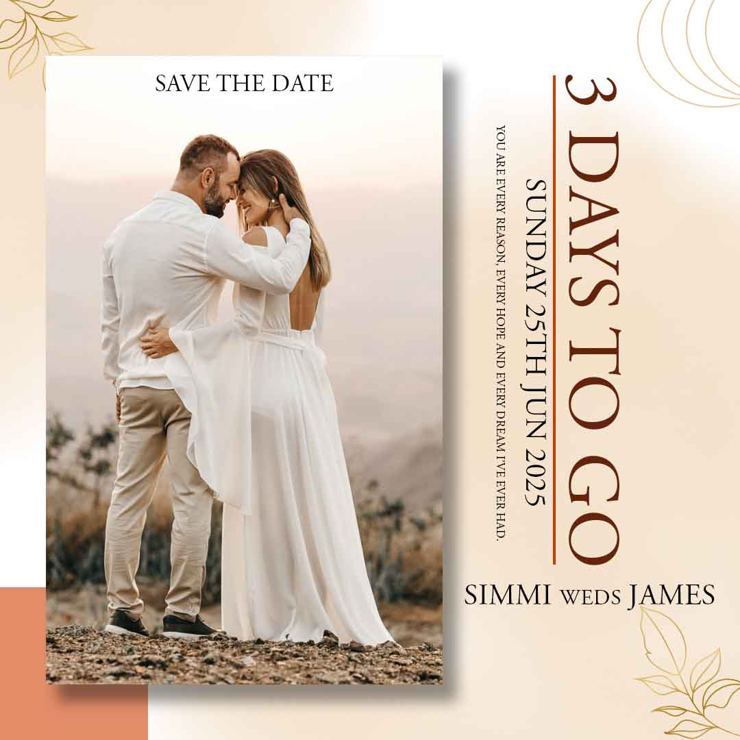 Elegant Instagram wedding save the date PSD template 1080x1080