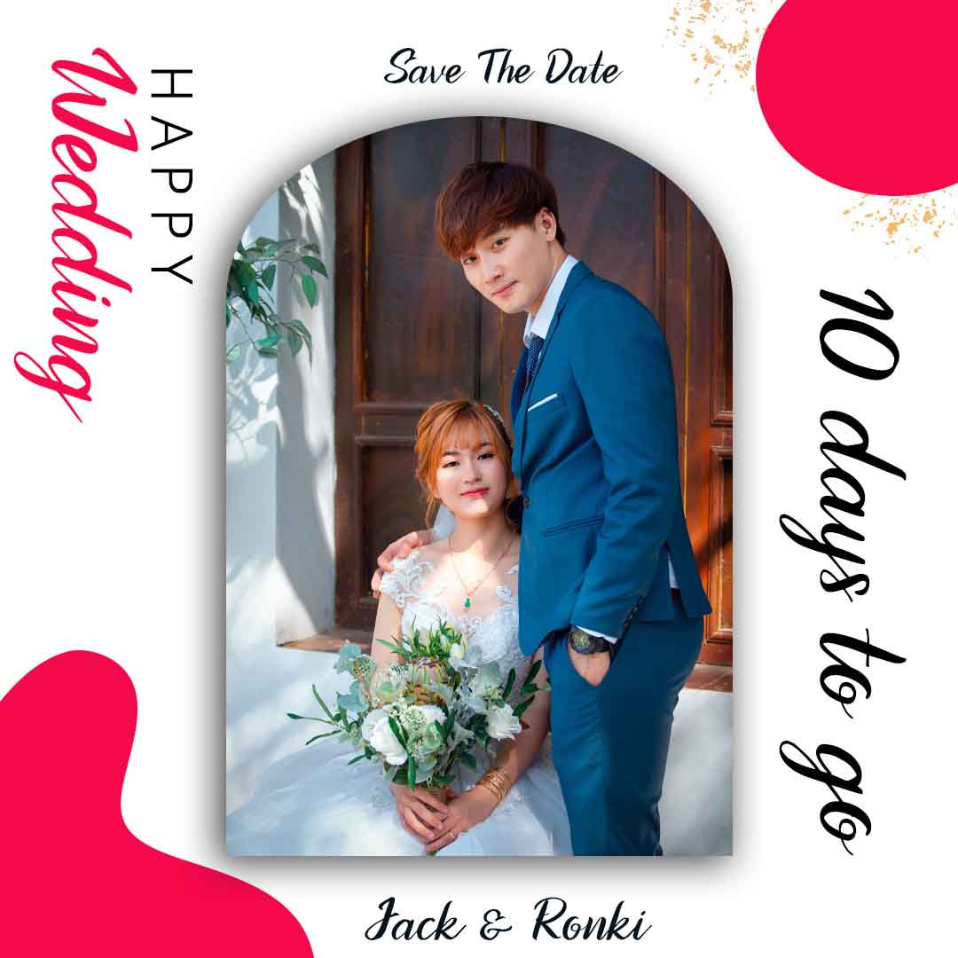 Editable Instagram post PSD wedding save the date template 1080x1080