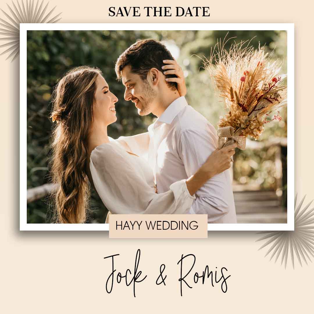 Premium wedding save the date Instagram PSD template 1080x1080 design