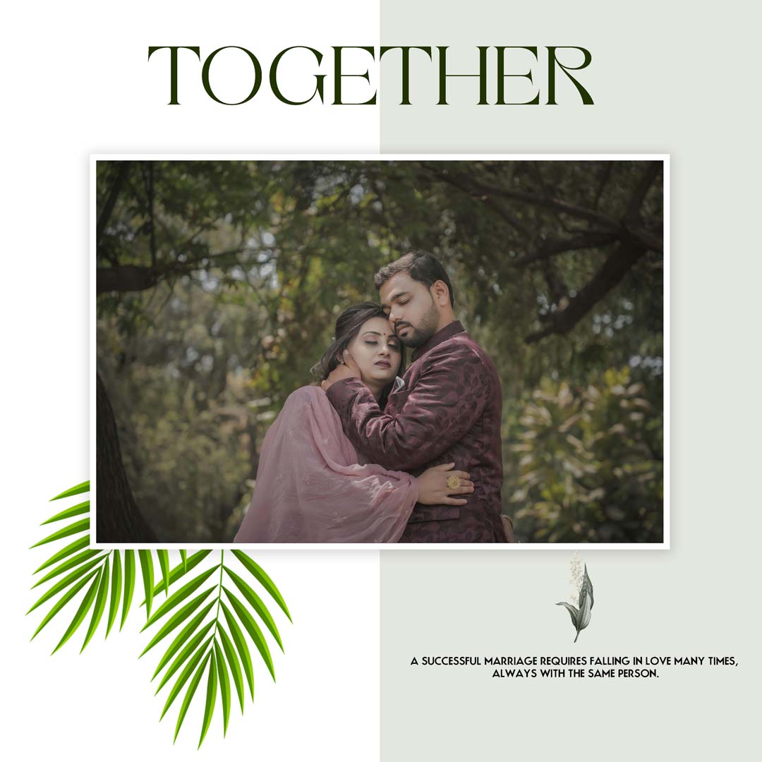 Modern wedding save the date Instagram PSD post template 1080x1080