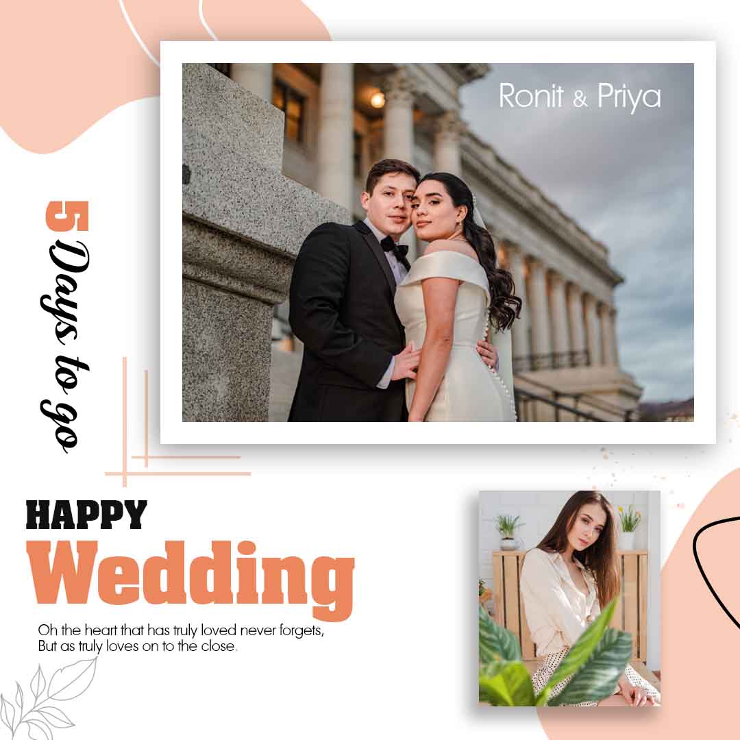 Professional wedding save the date Instagram post PSD template 1080x1080