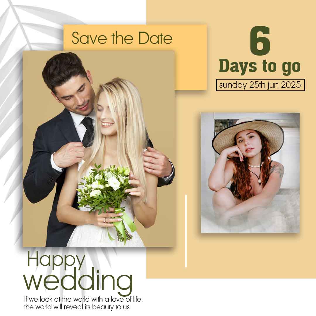 Wedding announcement Instagram PSD template save the date 1080x1080