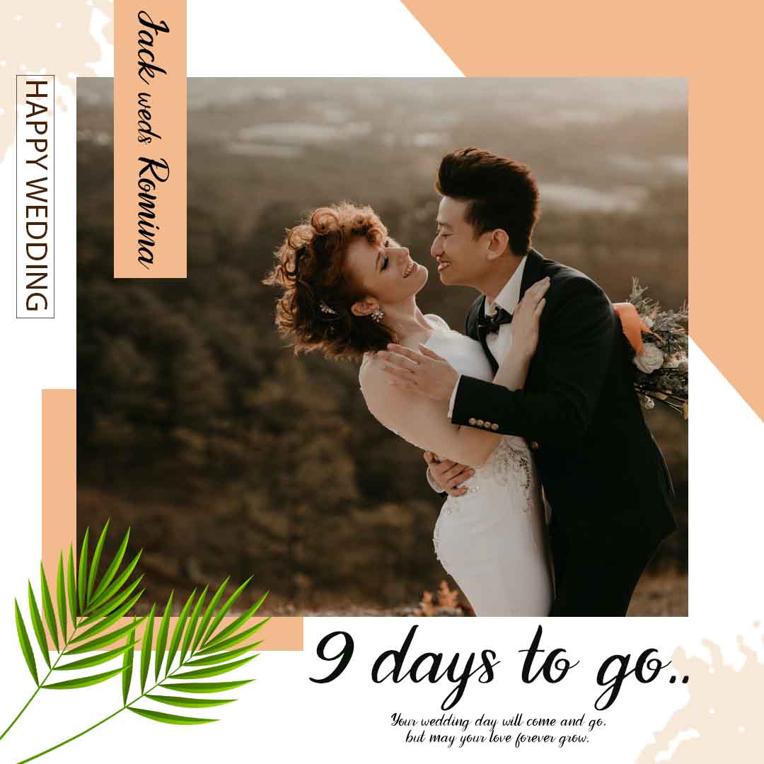 Floral wedding Instagram post PSD template save the date 1080x1080 design