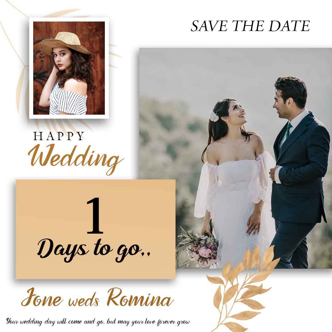 Romantic wedding save the date Instagram PSD template 1080x1080 layout