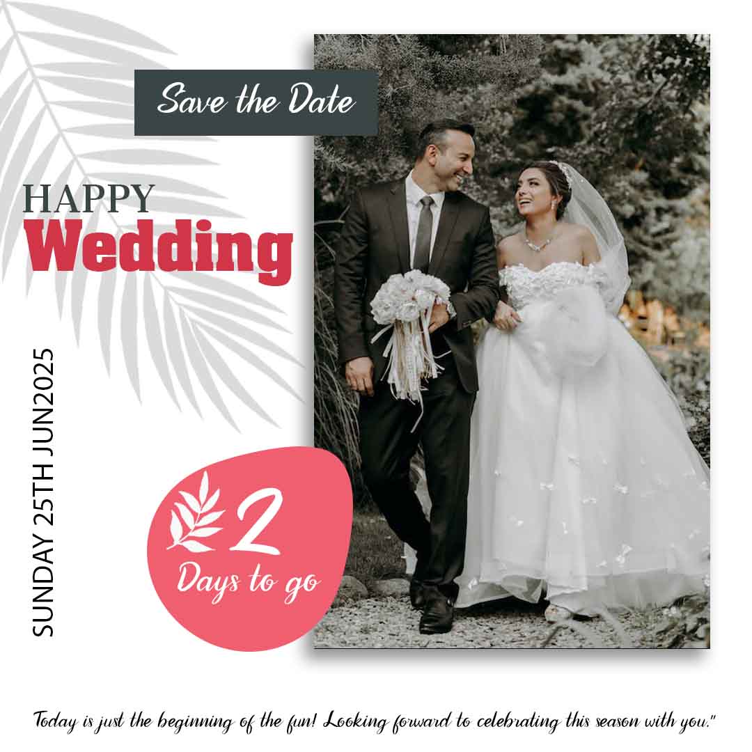 Editable wedding save the date PSD template for Instagram post 1080x1080