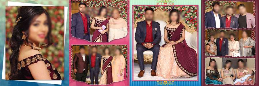 12x36 wedding reception album PSD layout with family celebration photos