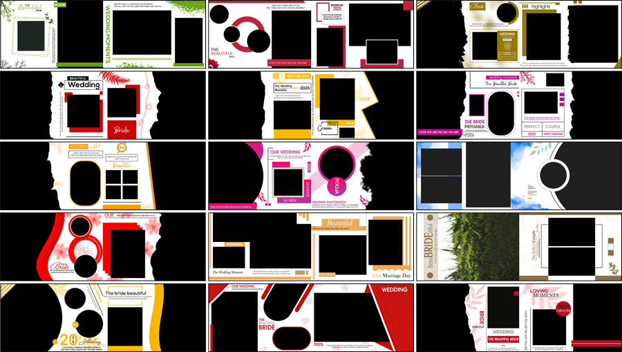 20 Bride and Groom 12x36 Wedding Album PSD Templates