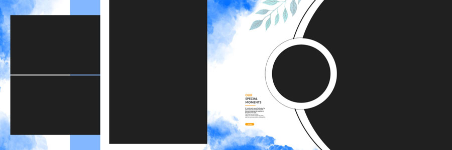 creative wedding album PSD template for bride and groom with modern photo album design