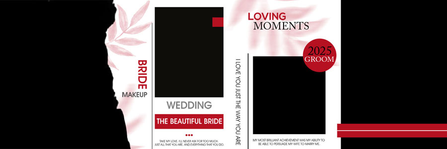 stylish wedding album PSD template for bride and groom pre wedding photo album layout