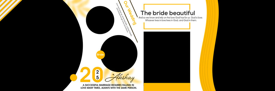 romantic bride and groom wedding album PSD template with elegant 12x36 design layout