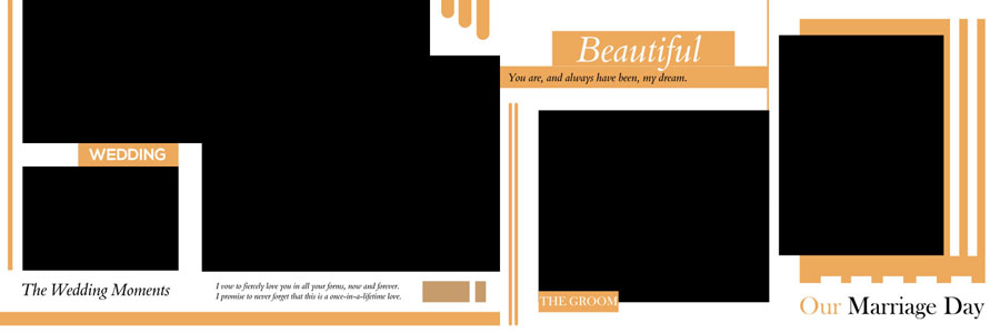 beautiful pre wedding album PSD template design for 12x36 wedding album layout