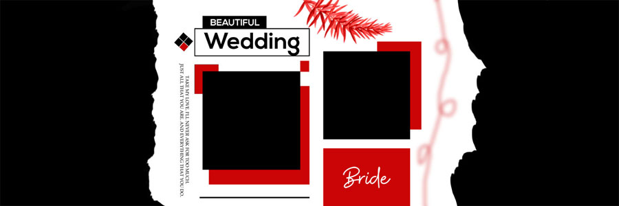 high resolution wedding album PSD template for bride and groom with creative photo layout