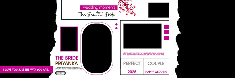 stylish 12x36 wedding album design PSD template for couple photo album editing in Photoshop