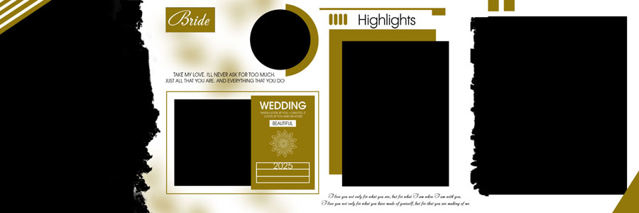 romantic pre wedding album PSD template 12x36 size for couple photography album design