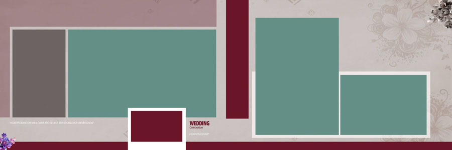 traditional wedding album layout PSD 12x36 with elegant background