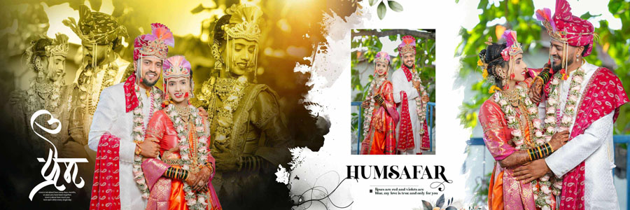 12x36 couple album PSD design with romantic wedding storytelling layout