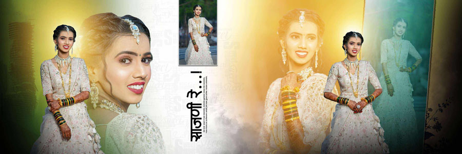 12x36 wedding album PSD couple design spread with modern photo frames