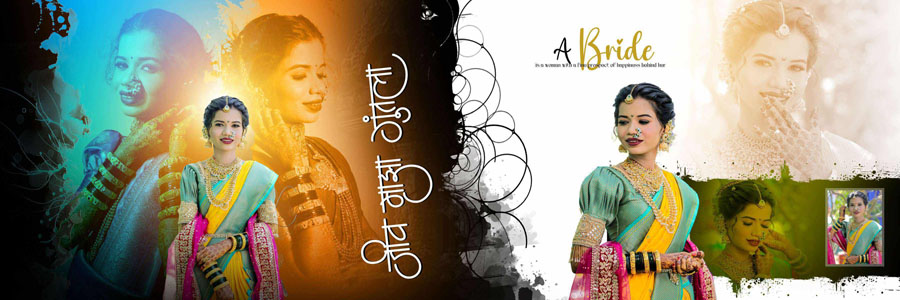 12x36 Maharashtrian wedding album PSD template modern layout design sheet