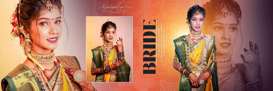 traditional Marathi wedding album design PSD 12x36 layout with cultural theme