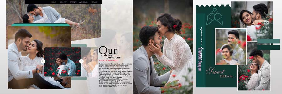 Creative wedding album design PSD 12x36 templates cover page elegant style
