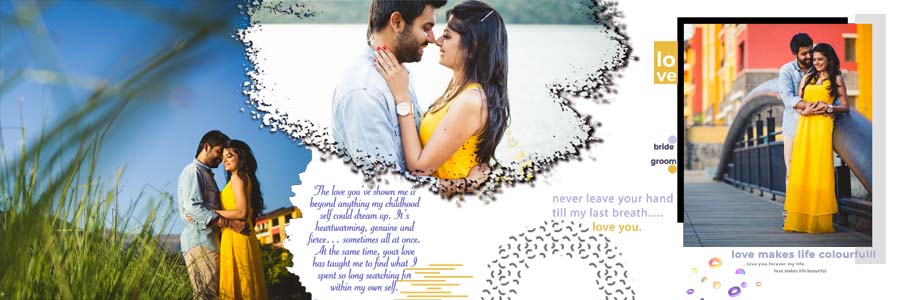 Creative wedding photo album PSD layout 12x36 premium style page 3