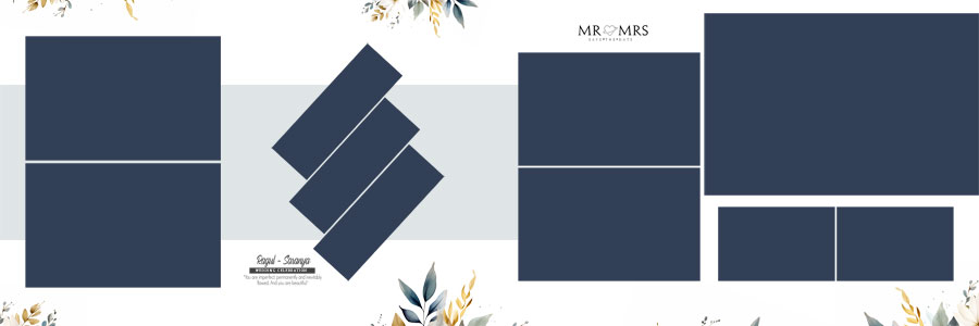 beautiful blue floral album design PSD 12x36 template for wedding photography 10