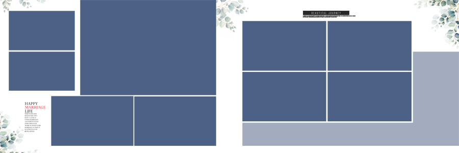 fully editable pre wedding album PSD template in 12x36 floral design 12