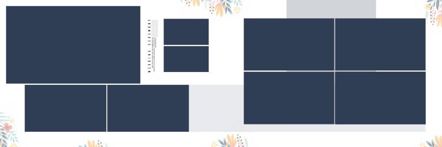 stylish wedding album PSD design 12x36 with soft blue floral background 13