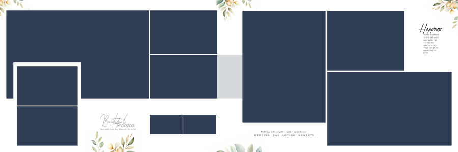 professional couple photo album PSD 12x36 with modern floral ornament 14
