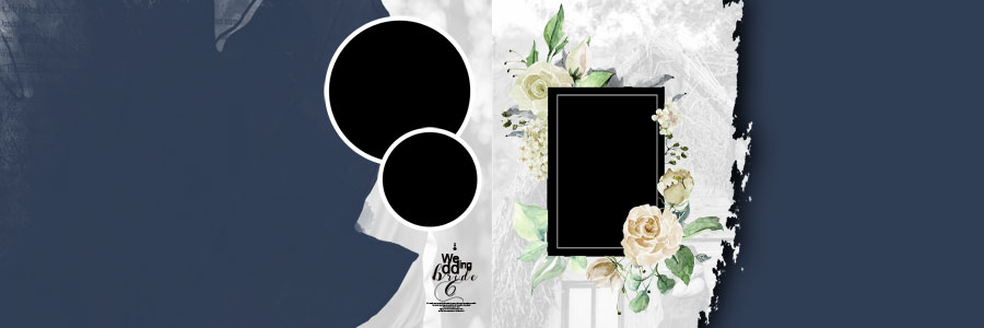 premium blue floral wedding album PSD template for 12x36 album design 15
