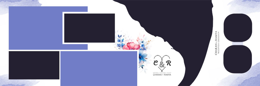 blue floral wedding album PSD 12x36 layout for professional album design 2