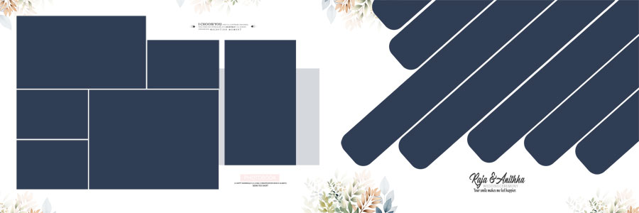 modern 12x36 wedding album PSD template with elegant blue floral design 3
