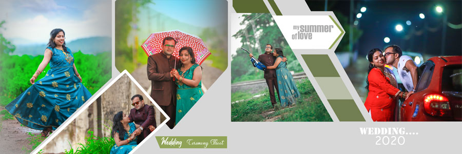 Romantic Pre Wedding Couple Album Design PSD Templates 12x36