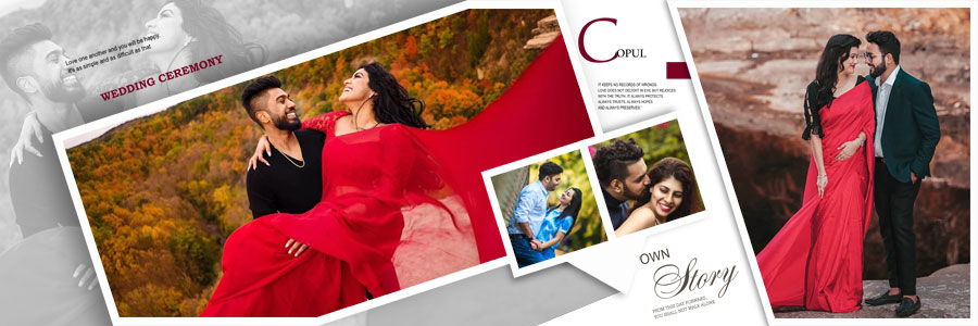 Romantic Pre Wedding Couple Album Design PSD Templates 12x36