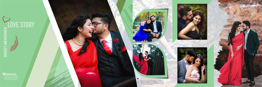 Romantic Pre Wedding Couple Album Design PSD Templates 12x36