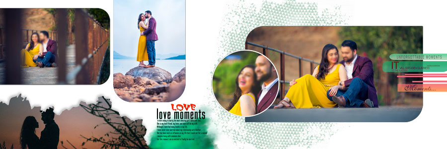 Romantic Pre Wedding Couple Album Design PSD Templates 12x36