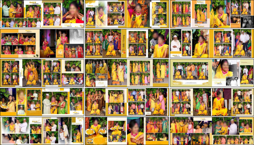 16 Haldi Ceremony Album Design PSD 12x36 Templates