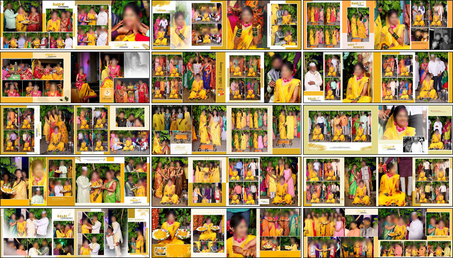 16 Haldi Ceremony Album Design PSD 12x36 Templates