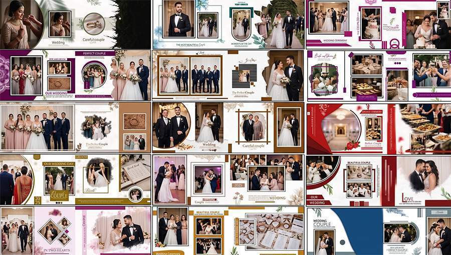 20 Couple Album Design 12x36 Free PSD Templates Download