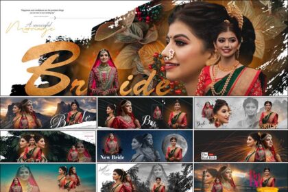 Bride Portrait Wedding Album Design PSD Free Download
