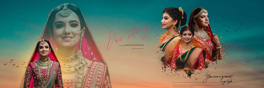 Customizable wedding album PSD for Photoshop